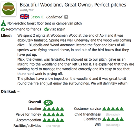 customer review for woodsman kent wildcamping